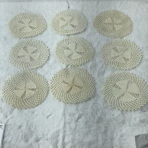 Crochet Handmade Cream Colored Vintage Coasters Set Of 9